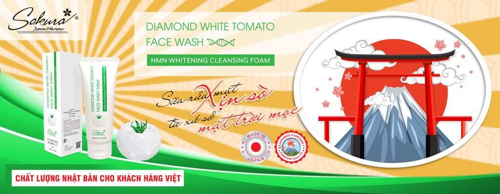 Sakura Diamond White Tomato Face Wash - Sữa rửa mặt xịn sò từ xứ sở Mặt trời mọc