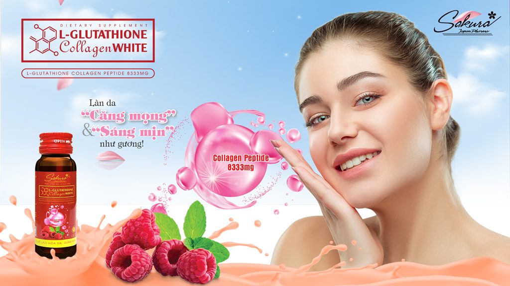 Làn da căng mọng và sáng mịn như gương với Sakura L-Glutathione Collagen White (Red)