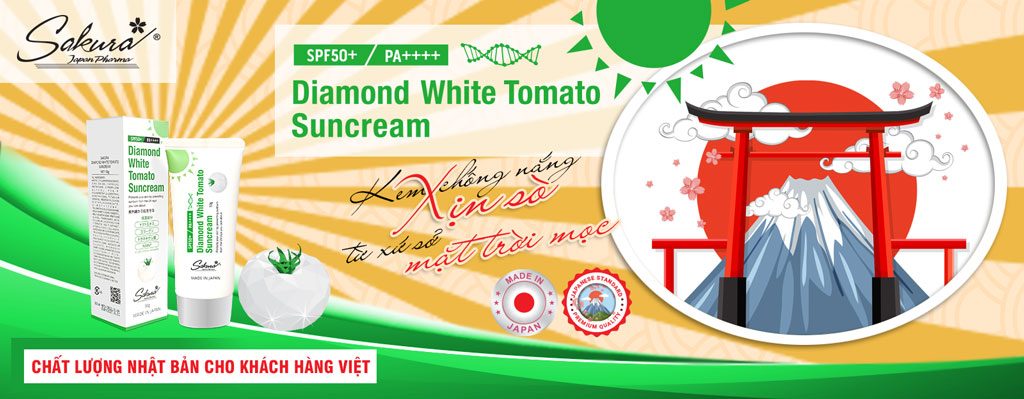 Sakura Diamond White Tomato Suncream - Kem chống nắng thế hệ mới từ Nhật Bản
