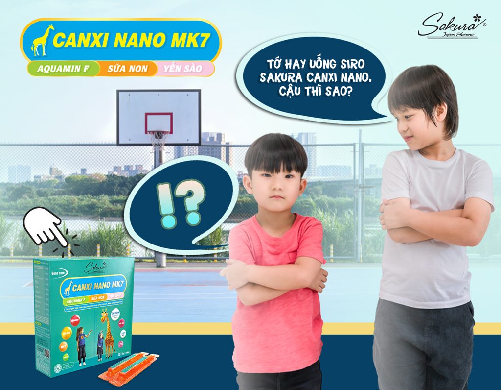 Độ phá chiều cao cho trẻ với Siro dinh dưỡng Sakura Canxi Nano MK7 (Trẻ em)
